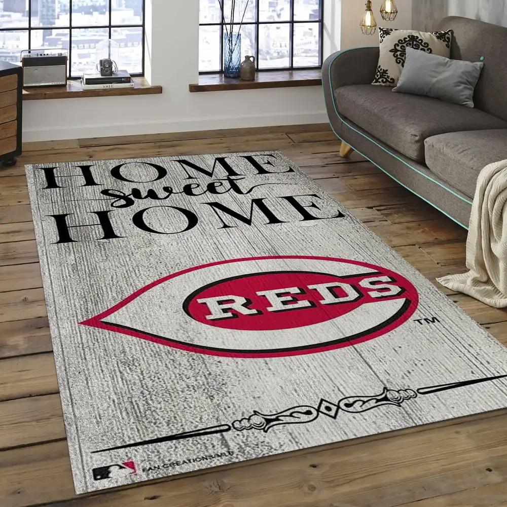 Mlb cincinnati reds baseball team logo rectangle area cr13 Rectangle Rug