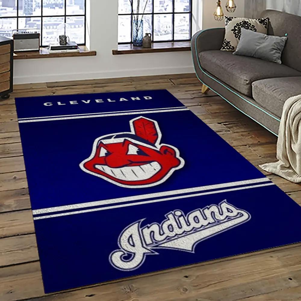 Mlb cleveland indians baseball team logo sport carpet rectangle area rug for living room ci13 Rectangle Rug