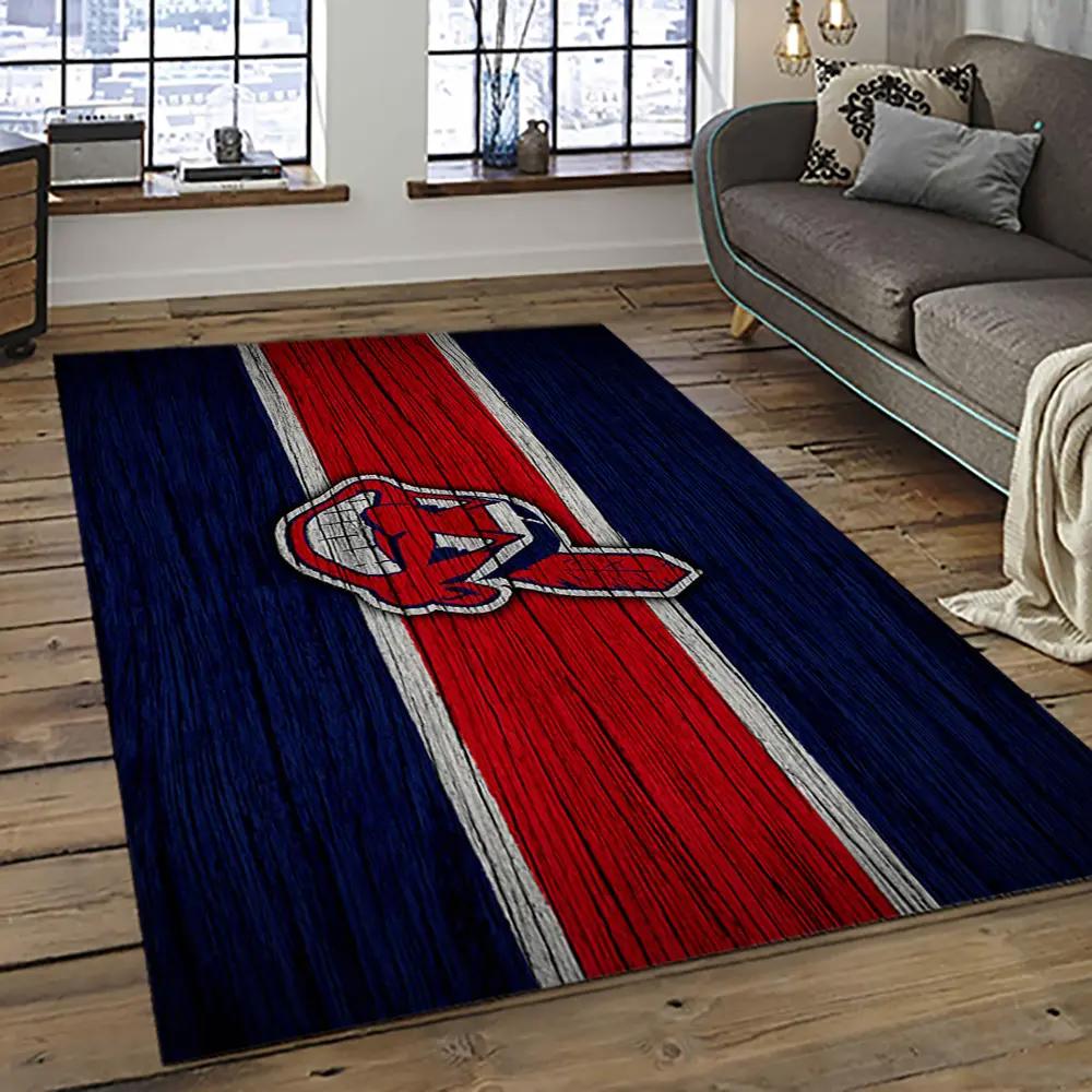 Mlb cleveland indians baseball team logo sport carpet rectangle area rug for living room ci22 Rectangle Rug