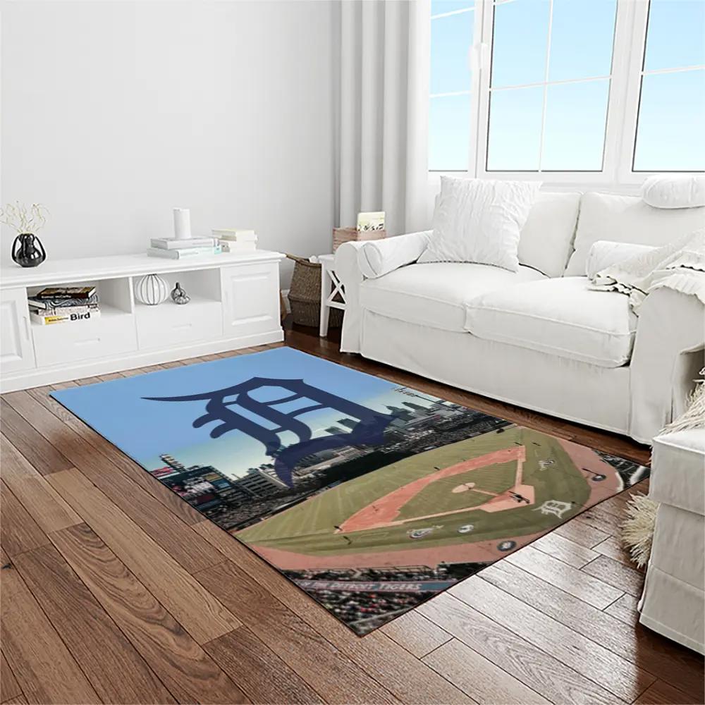 Mlb detroit tigers baseball team logo rectangle area rug dt27 Rectangle Rug