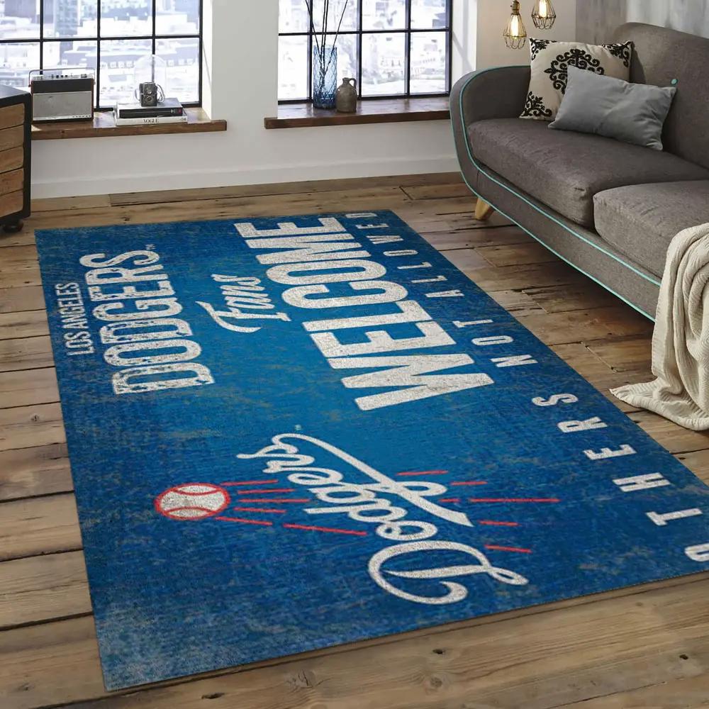 Mlb los angeles dodgers baseball team logo rectangle area lad64 Rectangle Rug