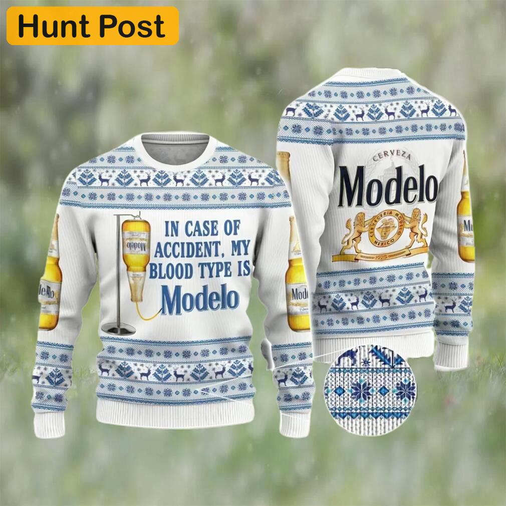 Modelo beer ugly christmas sweater, faux wool sweater, gifts for beer lovers, international beer day, best christmas gifts for 2022 ? prinvity Christmas Ugly Sweater