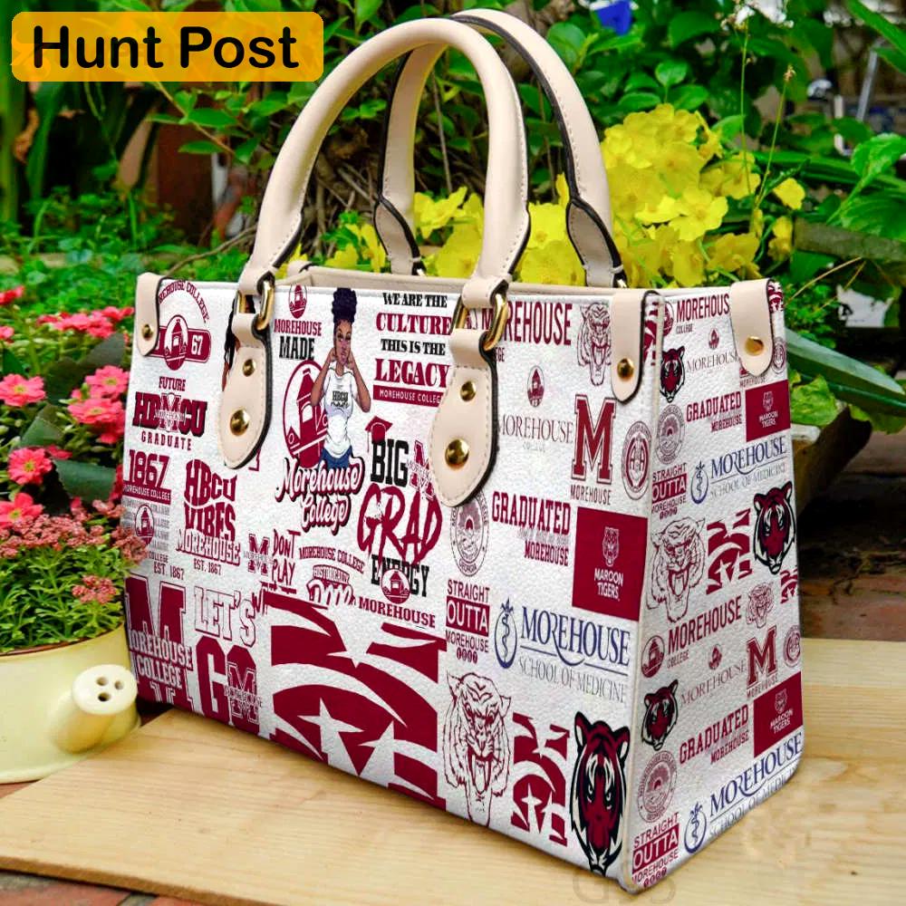 Morehouse college maroon tigers 2 leather handbag gift for women 4352 Women Leather Hand Bag