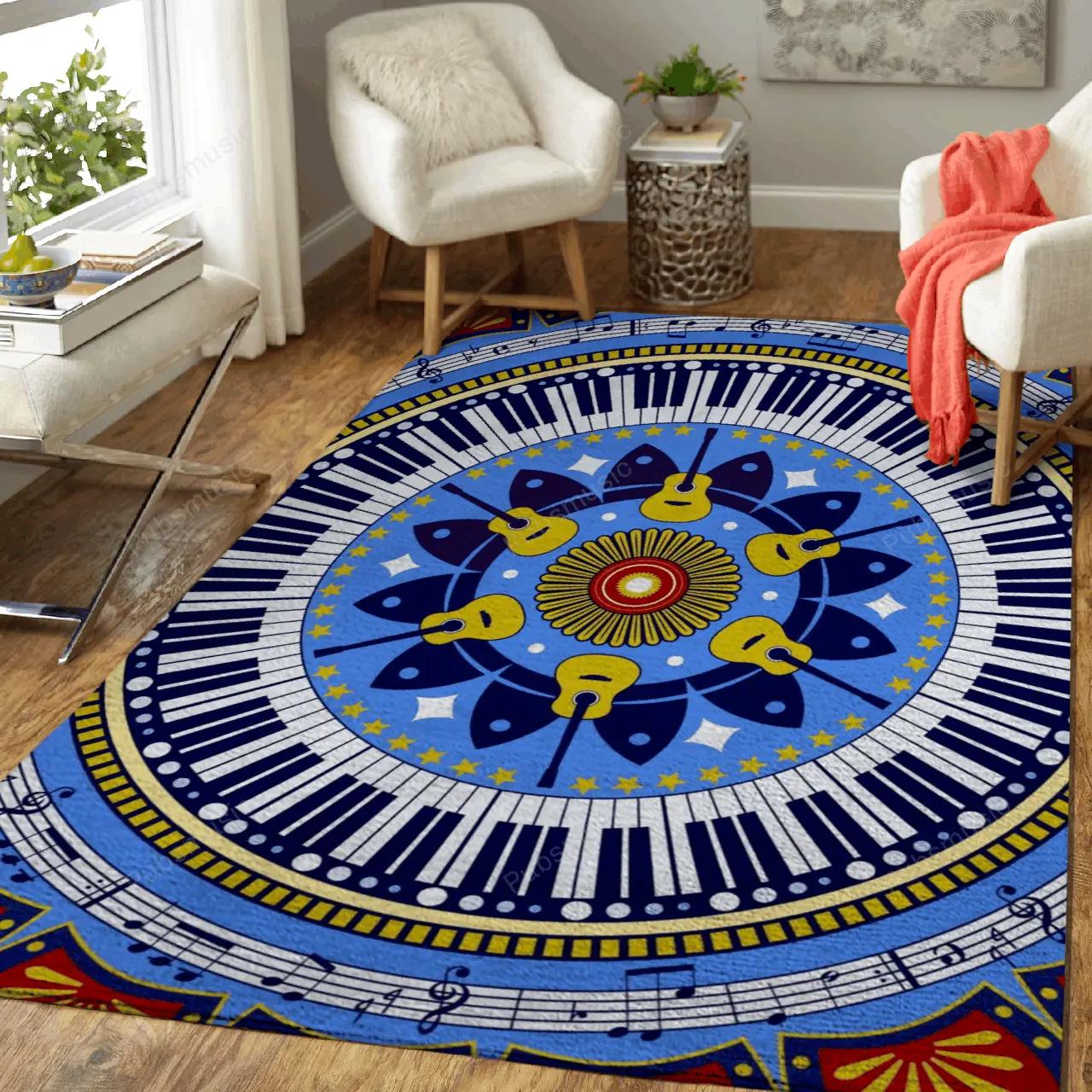 Music mandala symbols and abstract art for fans area rug living room carpet rug regtangle carpet floor decor home decor Rectangle Rug