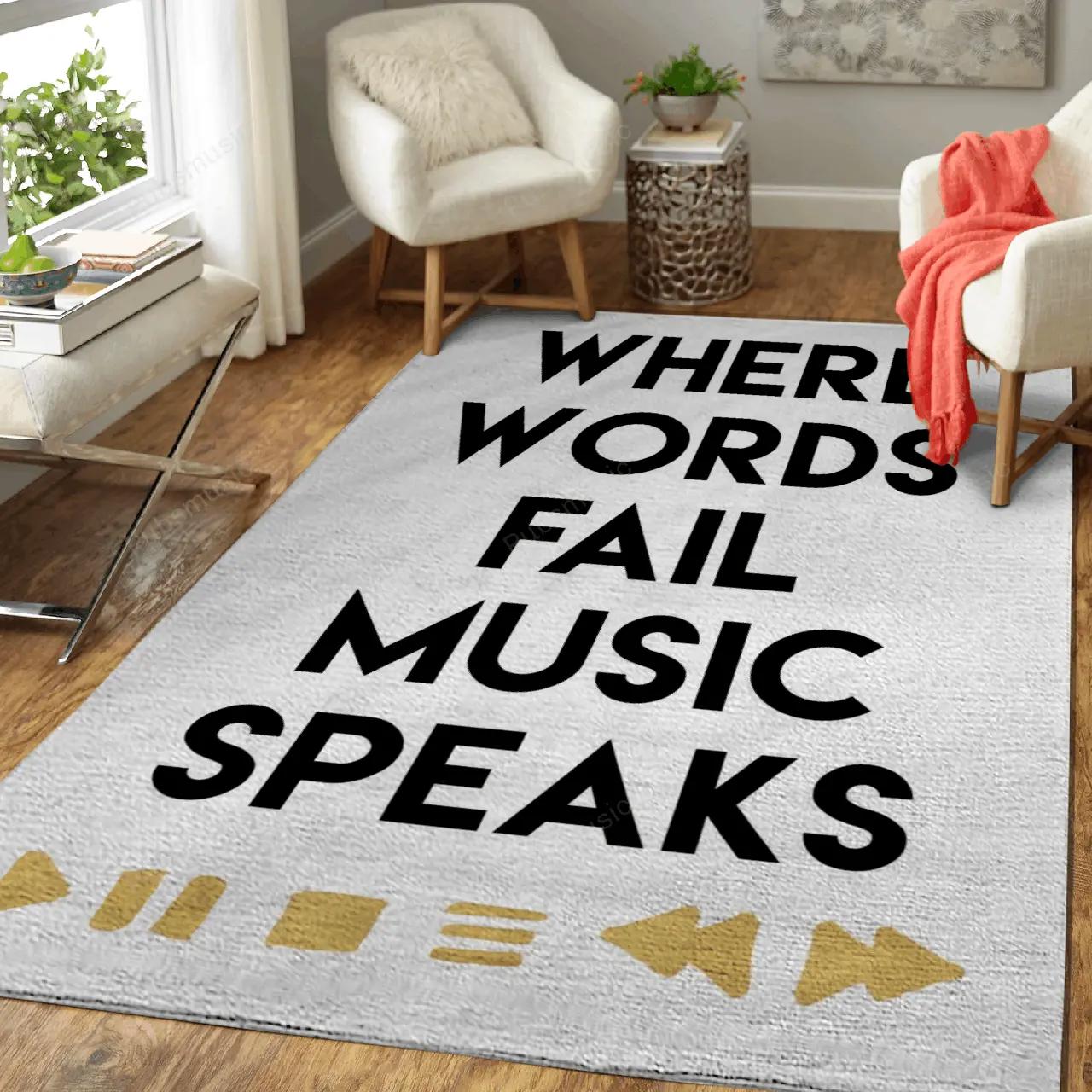 Music speaks typography art for fans area rug living room carpet rug regtangle carpet floor decor home decor Rectangle Rug