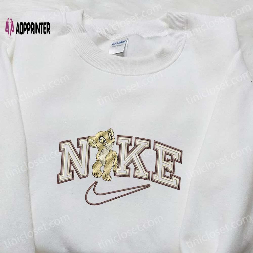 Nala x nike cartoon embroidered sweatshirt – disney characters & nike inspired shirt Embroidered Shirt