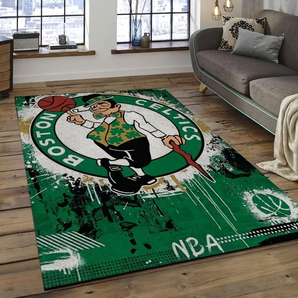 Nba boston celtics basketball legend team logo rectangle area bc37 Rectangle Rug