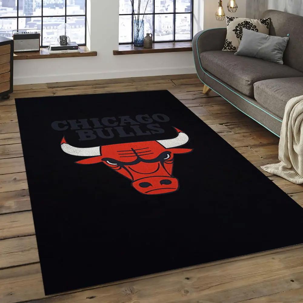 Nba chicago bulls basketball legend team logo rectangle area cb04 Rectangle Rug