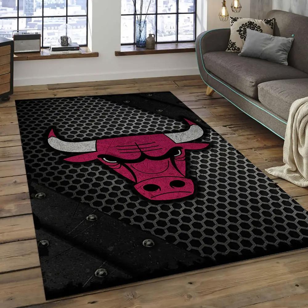 Nba chicago bulls basketball legend team logo rectangle area cb40 Rectangle Rug