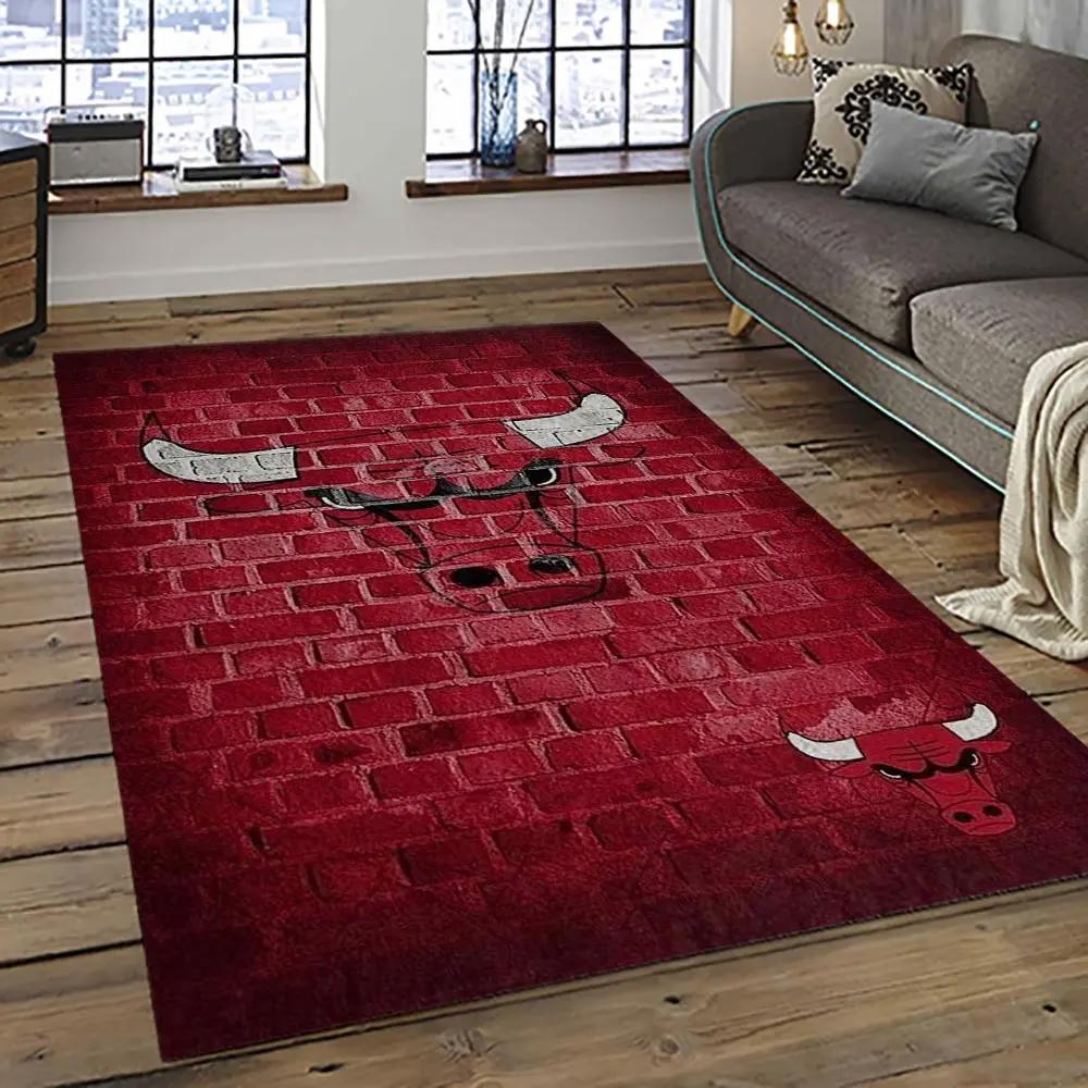 Nba chicago bulls basketball team logo sport carpet area rug home decor best gift for friends cb66 Rectangle Rug