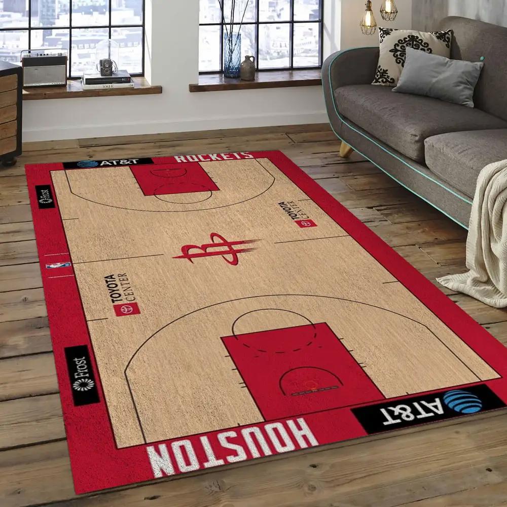 Nba houston rockets basketball legend team logo rectangle area hr25 Rectangle Rug