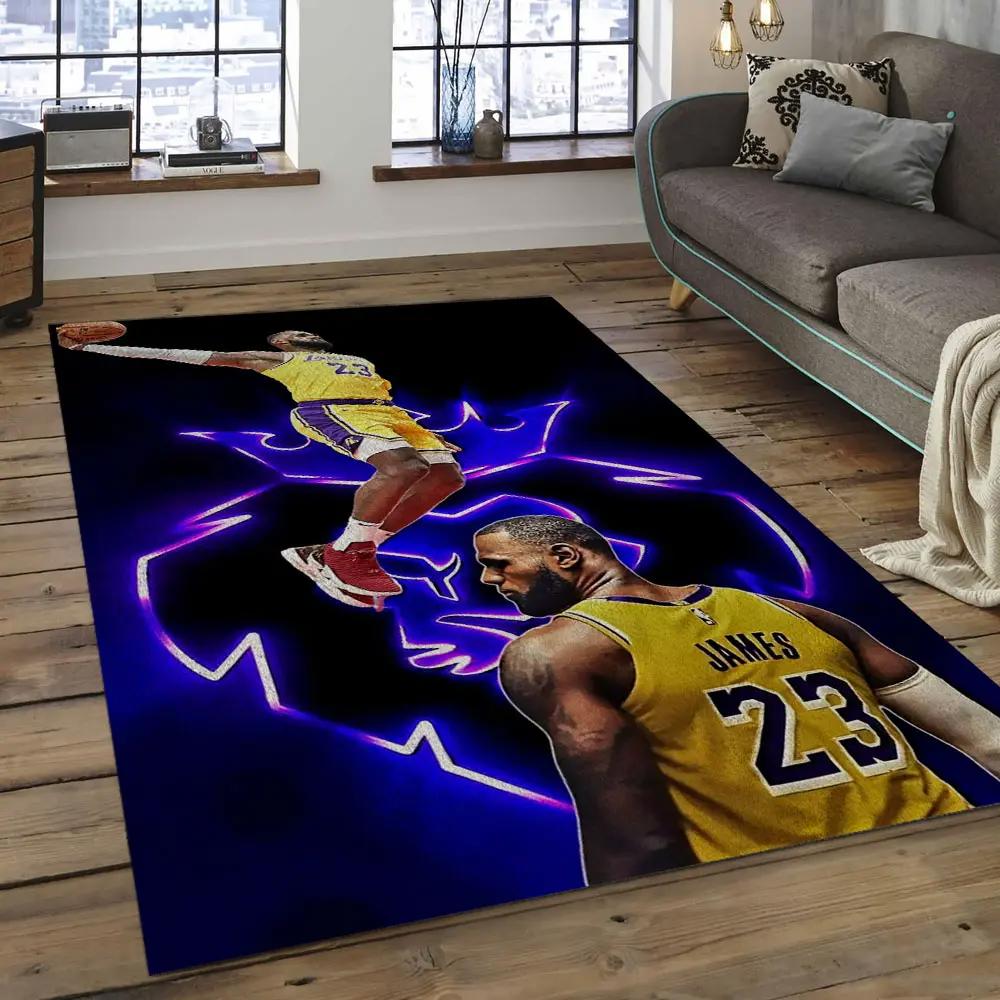 Nba los angeles lakers basketball legend team logo rectangle area lal03 Rectangle Rug