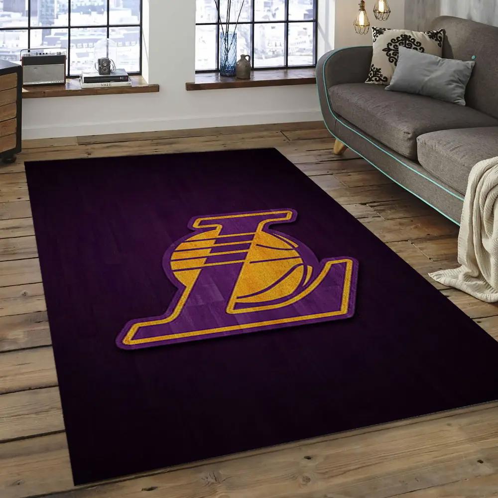 Nba los angeles lakers basketball legend team logo rectangle area lal06 Rectangle Rug