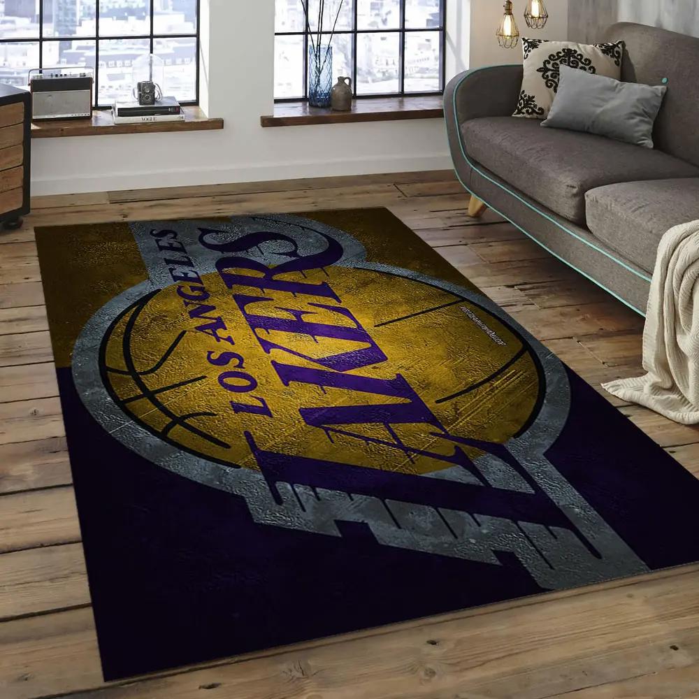 Nba los angeles lakers basketball legend team logo rectangle area lal07 Rectangle Rug
