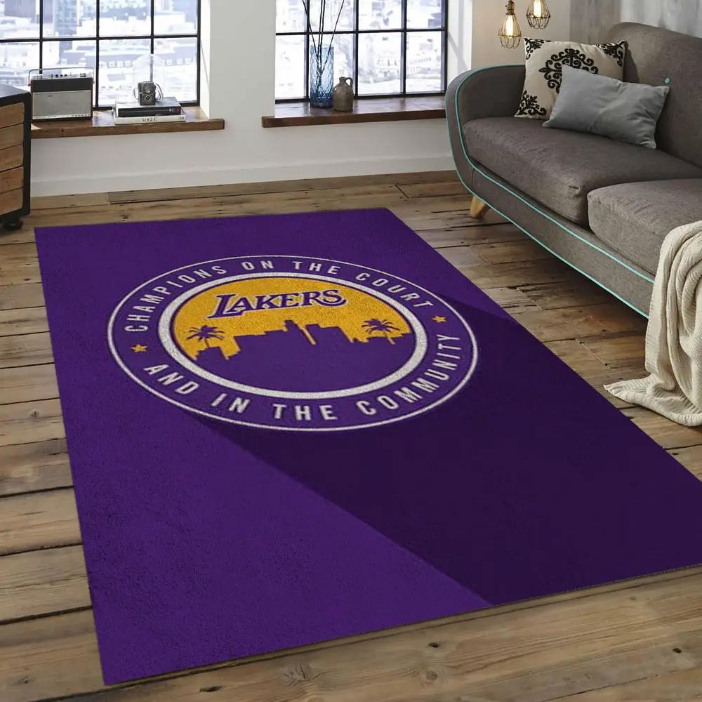 Nba los angeles lakers basketball legend team logo rectangle area lal28 Rectangle Rug
