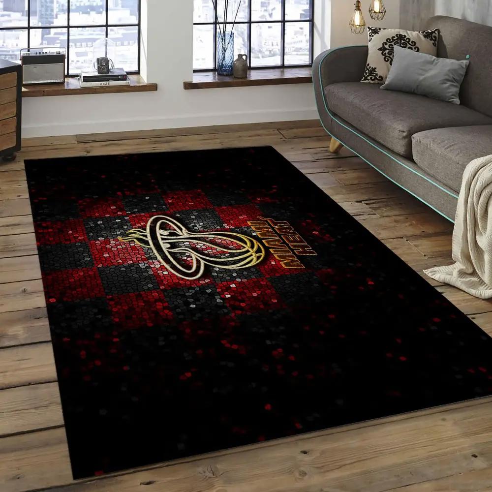 Nba miami heat basketball legend team logo rectangle area mh42 Rectangle Rug