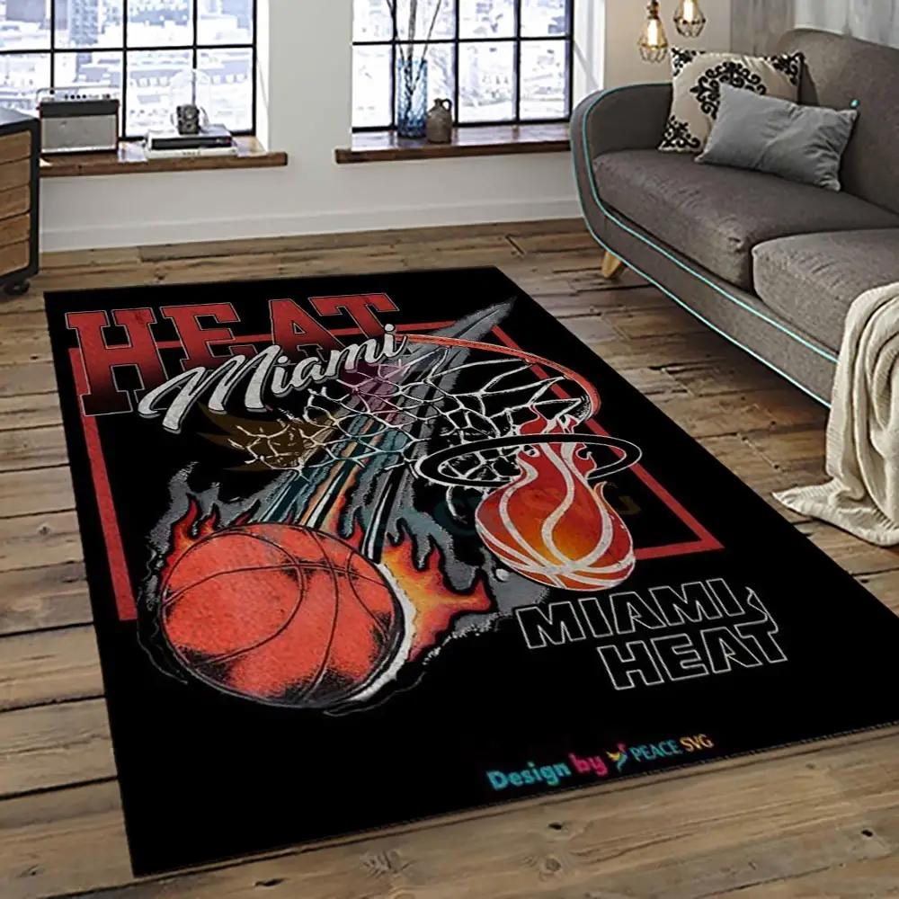 Nba miami heat basketball team logo sport carpet area rug home decor best gift for friends mh75 Rectangle Rug
