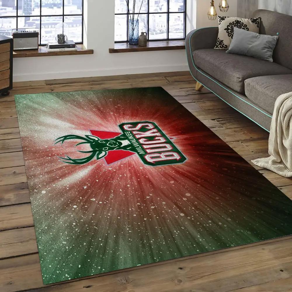 Nba milwaukee bucks basketball legend team logo rectangle area mbs20 Rectangle Rug