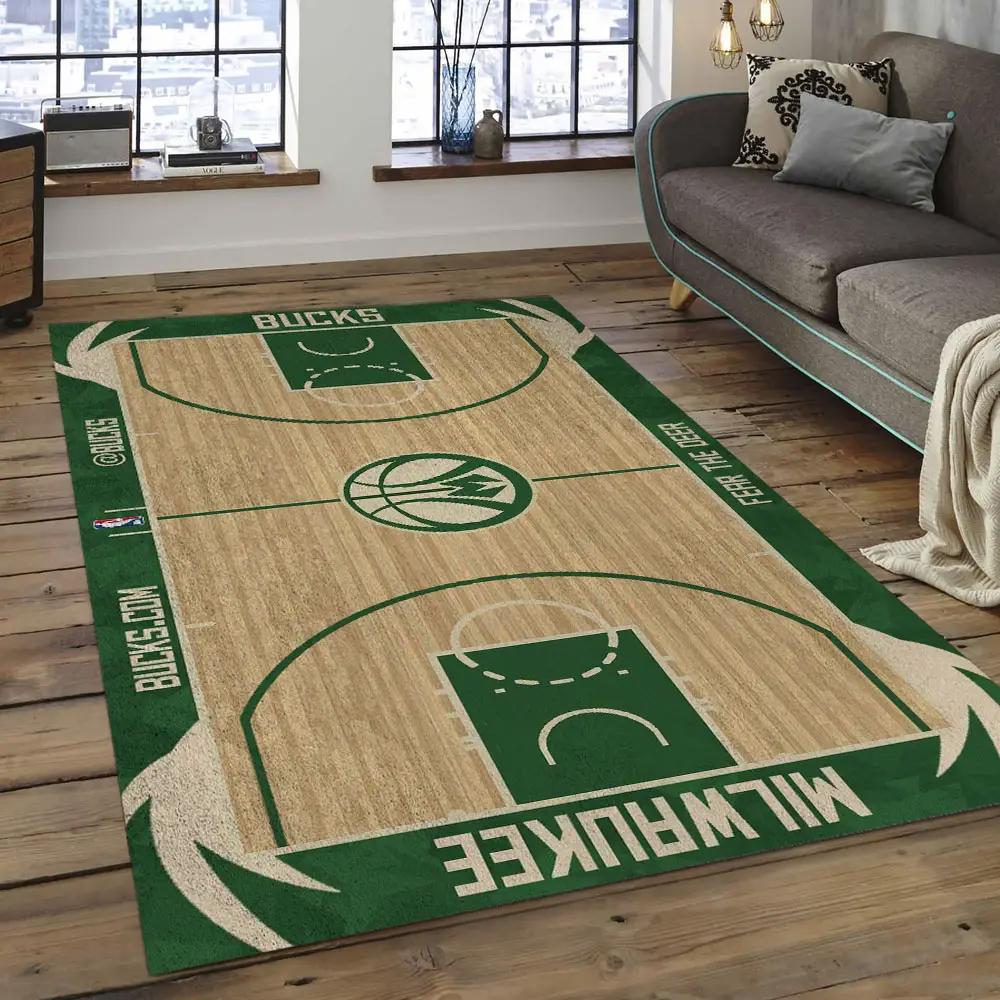 Nba milwaukee bucks basketball legend team logo rectangle area mbs25 Rectangle Rug