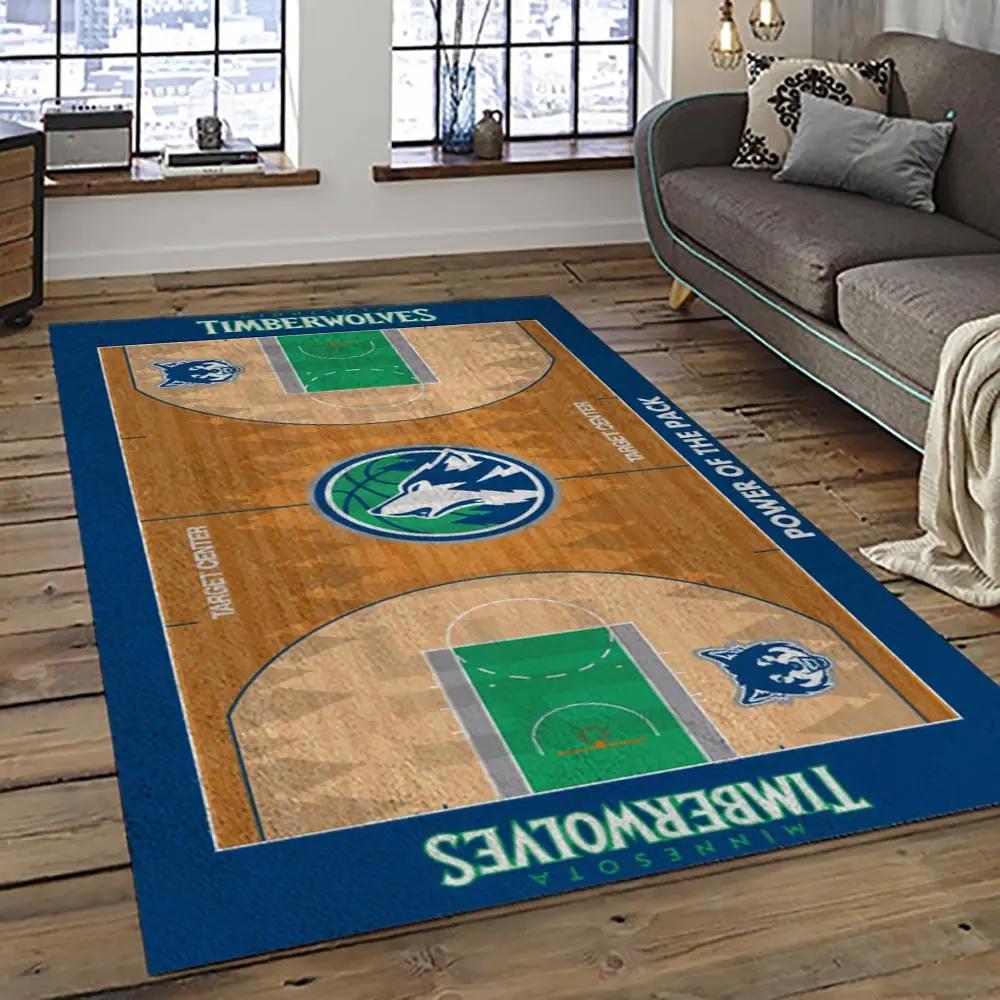 Nba minnesota timberwolves basketball team logo sport carpet area rug home decor best gift for friends mt49 Rectangle Rug