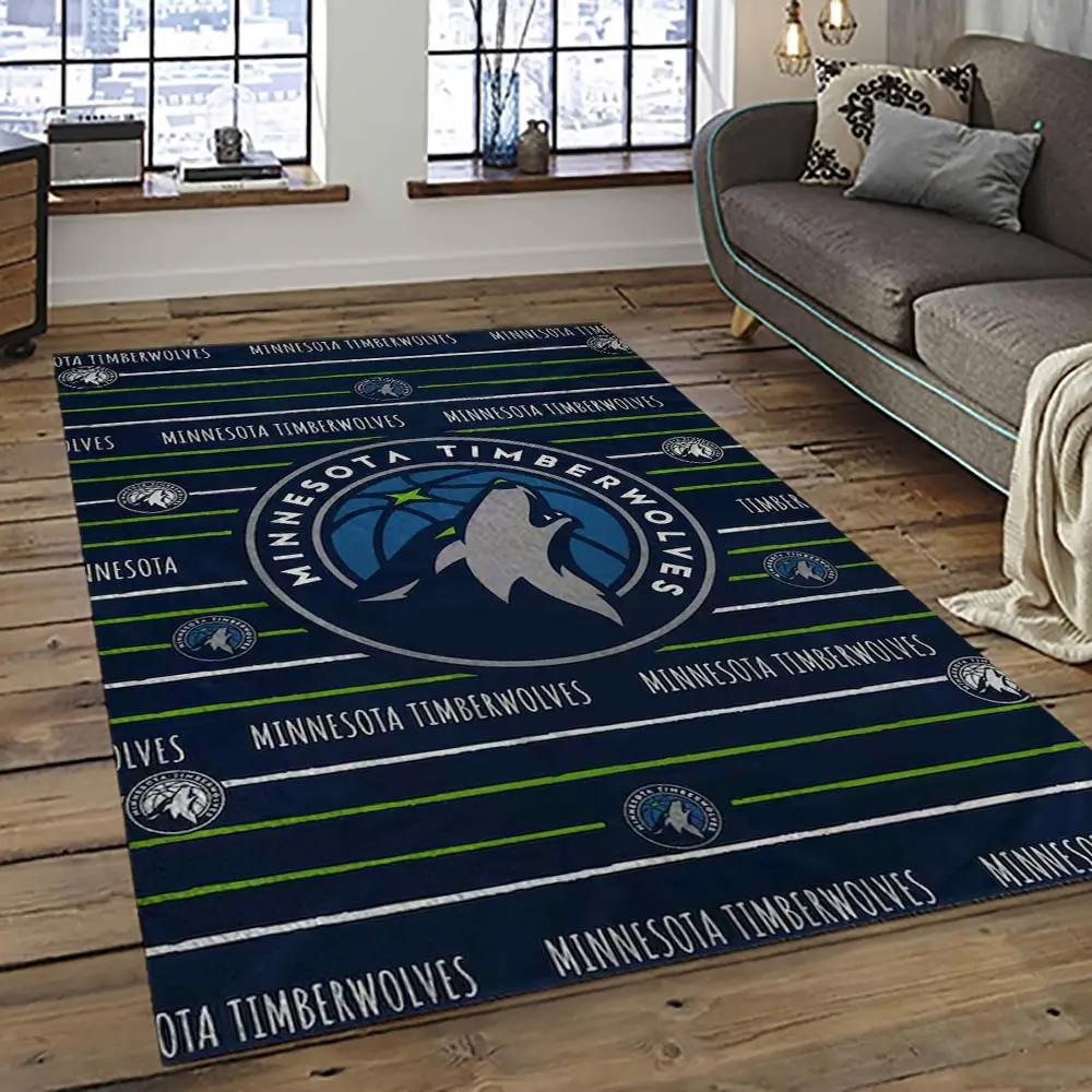 Nba minnesota timberwolves basketball team logo sport carpet area rug home decor best gift for friends mt61 Rectangle Rug