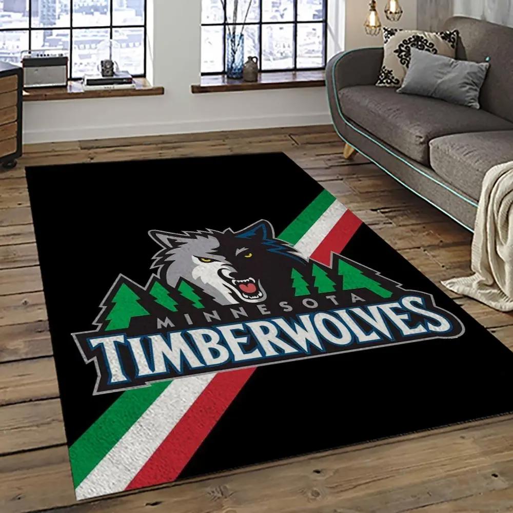 Nba minnesota timberwolves basketball team logo sport carpet area rug home decor best gift for friends mt72 Rectangle Rug