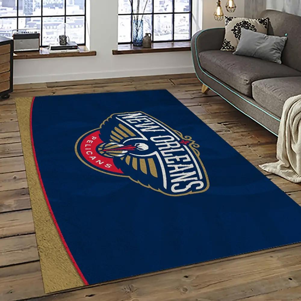 Nba new orleans pelicans basketball team logo sport carpet rectangle area rug for living room nop23 Rectangle Rug