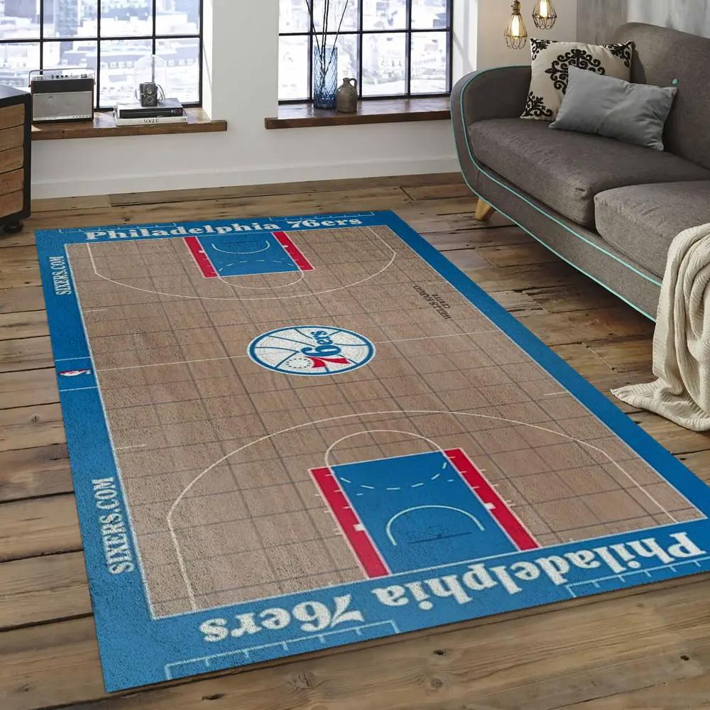 Nba philadelphia 76ers basketball legend team logo rectangle area p7605 Rectangle Rug