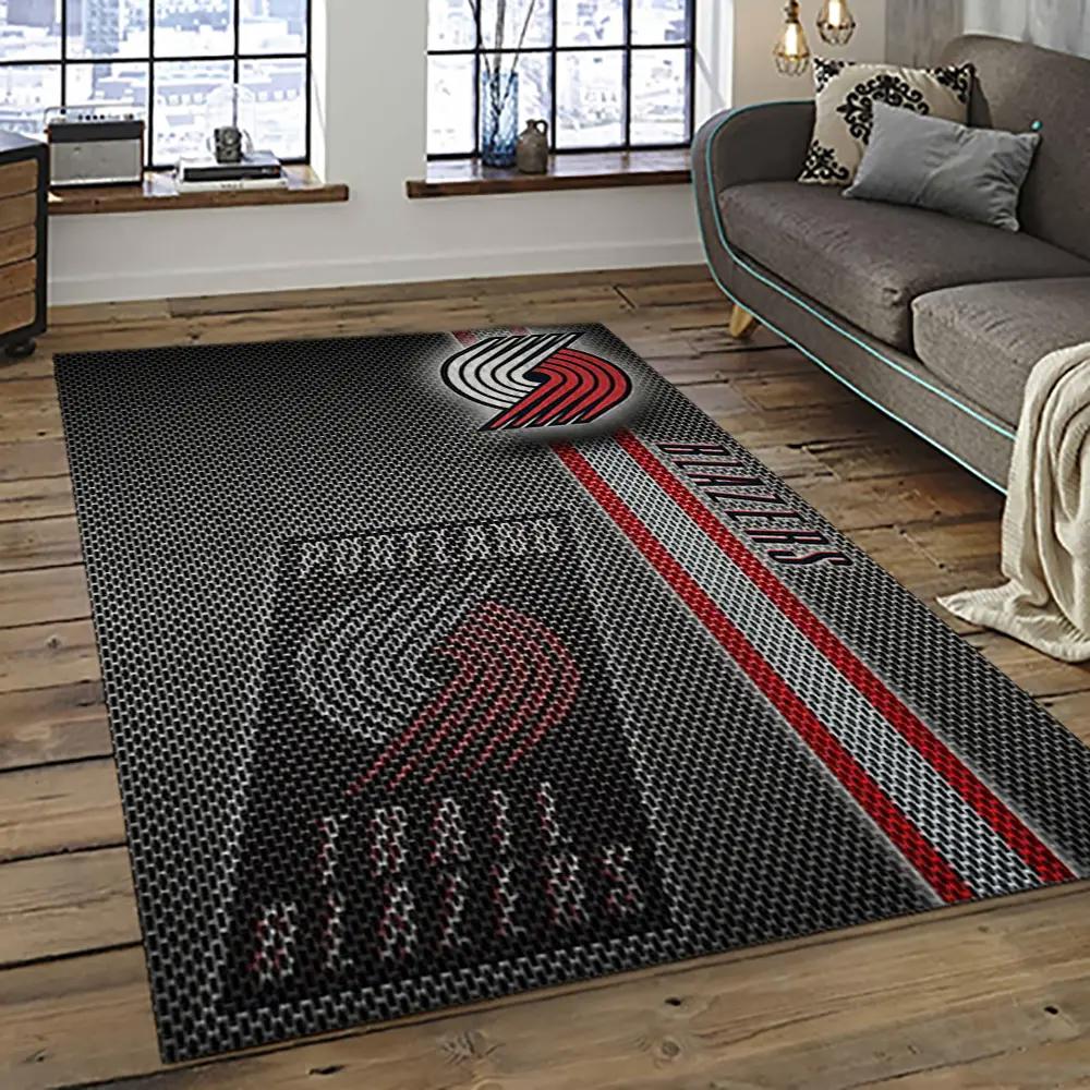 Nba portland trail blazers basketball team logo sport carpet rectangle area rug for living room ptb24 Rectangle Rug
