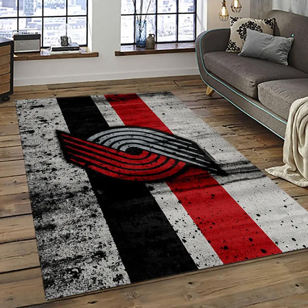 Nba portland trail blazers basketball team logo sport carpet rectangle area rug for living room ptb27 Rectangle Rug