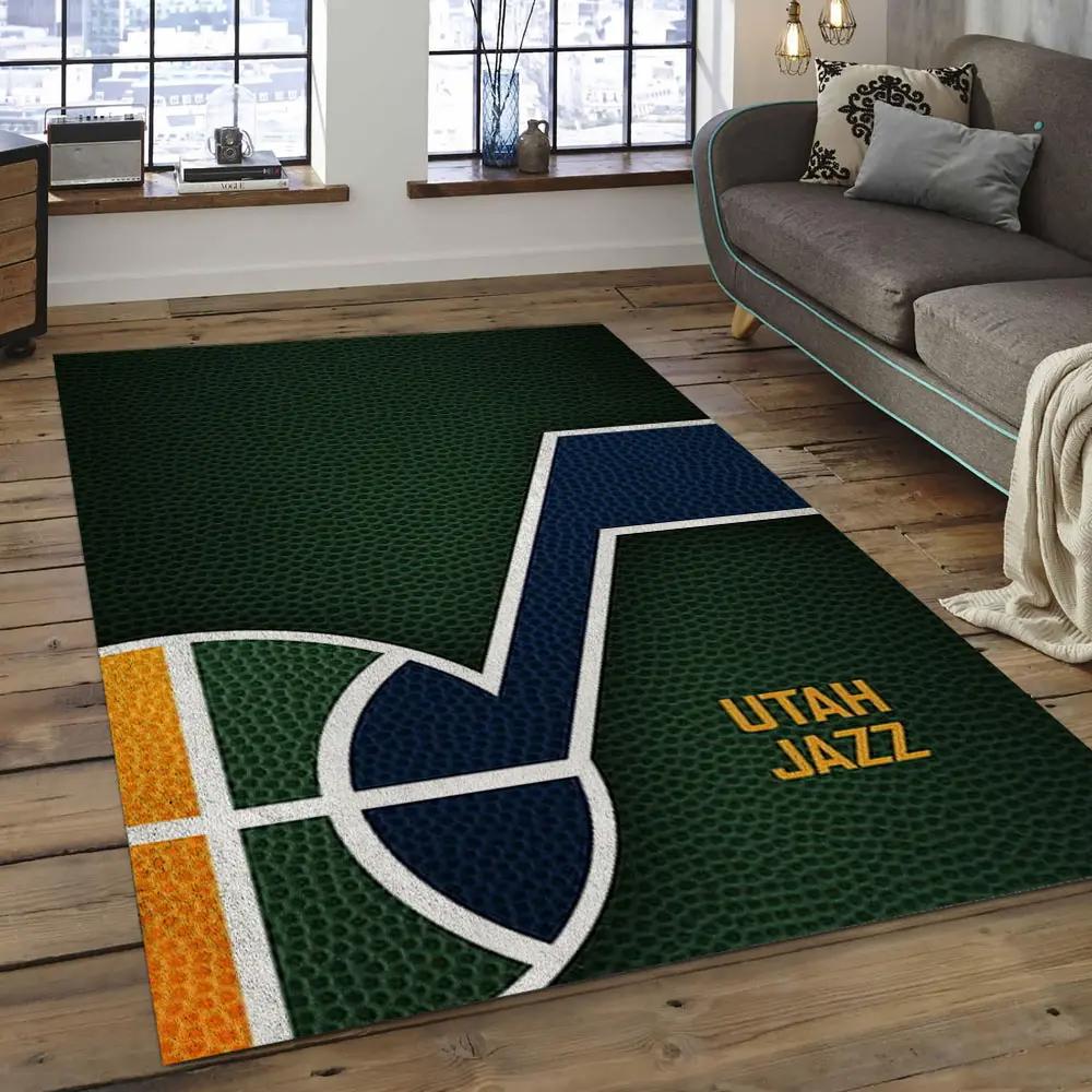 Nba utah jazz basketball legend team logo rectangle area uj08 Rectangle Rug