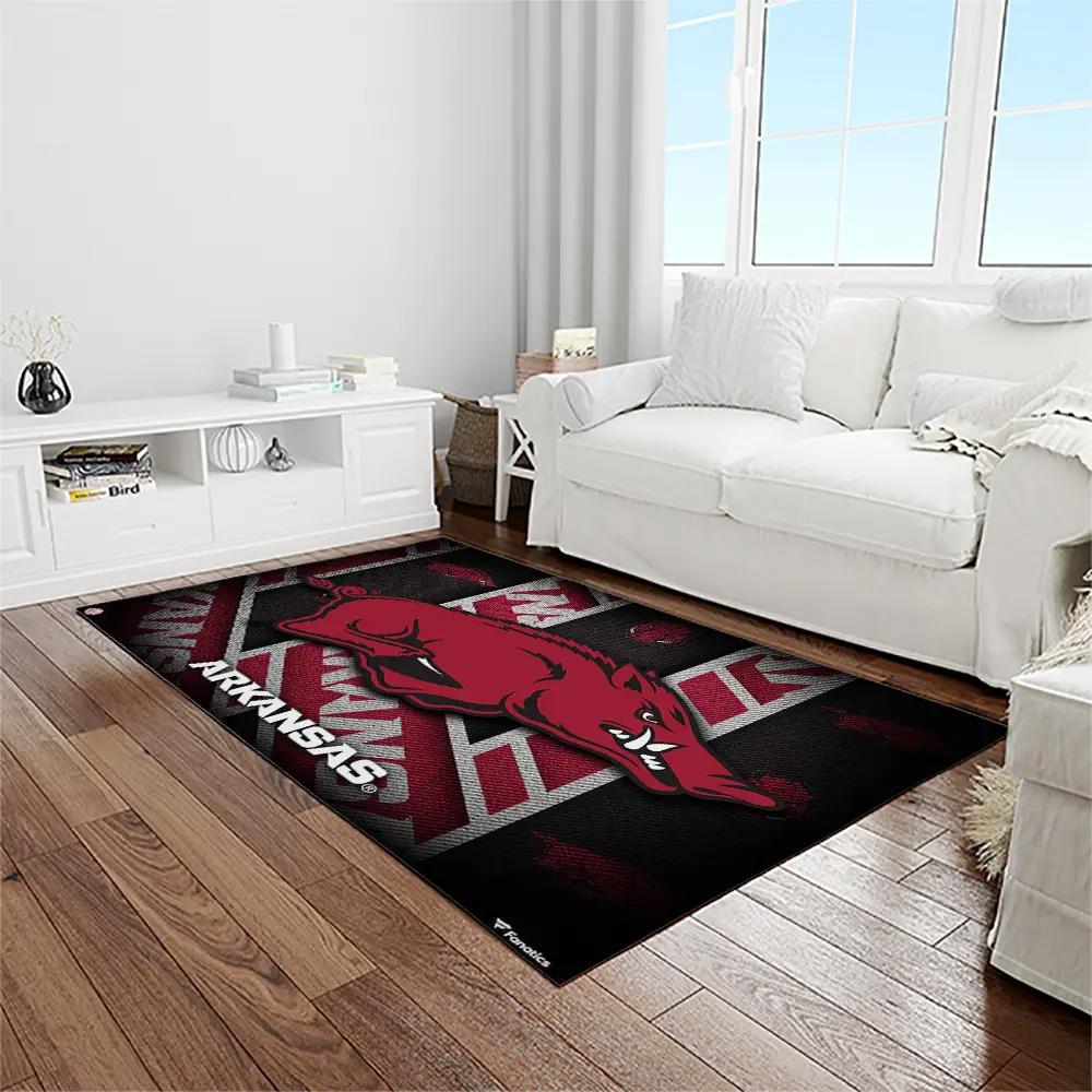 Ncaa arkansas razorbacks college sport basketball and foolball team logo rectangle area rug ar10 Rectangle Rug