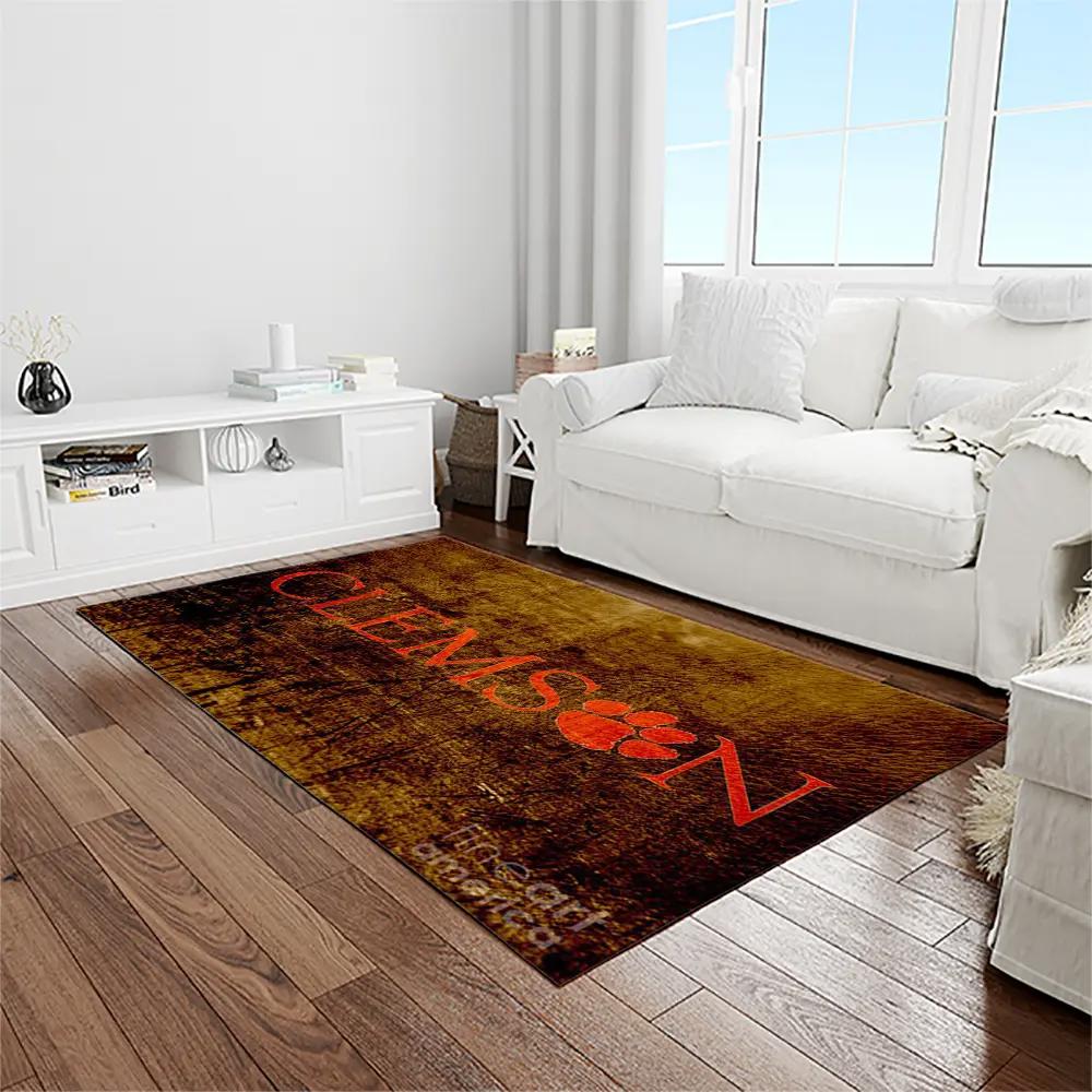 Ncaa clemson tigers college sport basketball and foolball team logo rectangle area rug ct32 Rectangle Rug