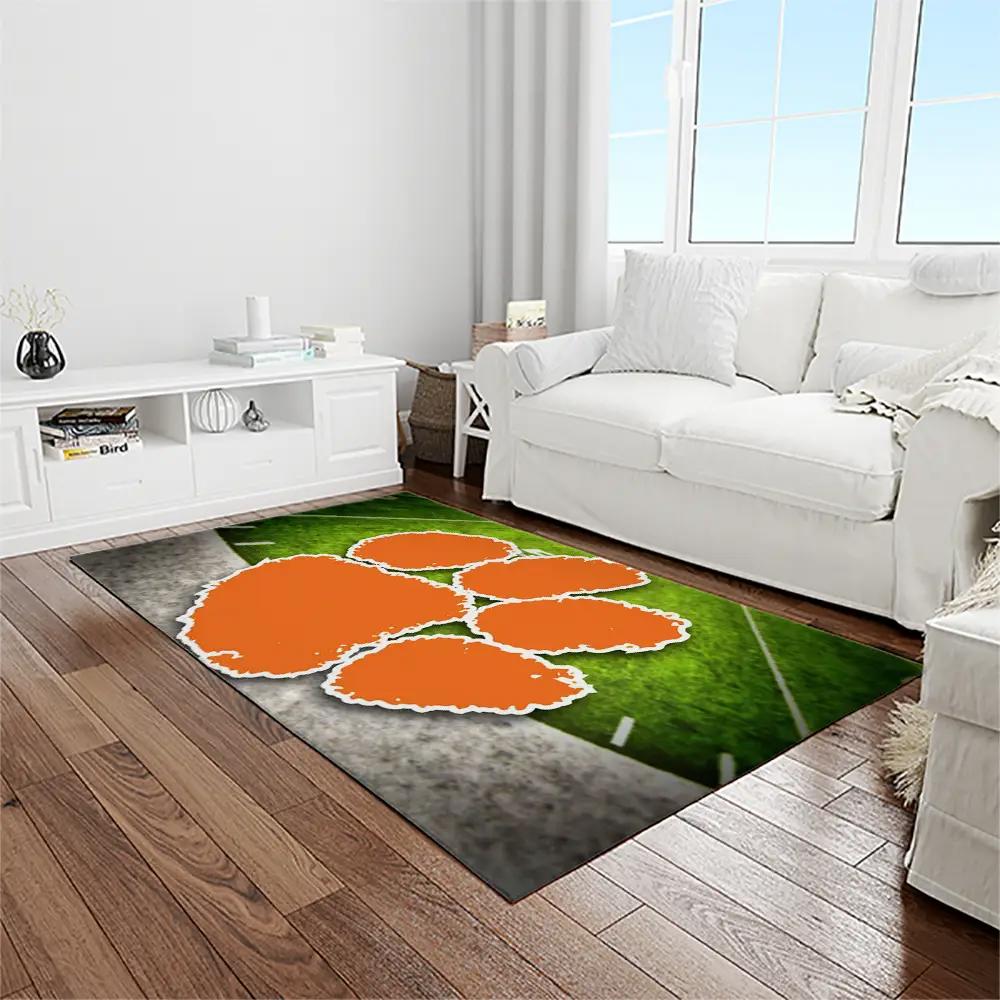 Ncaa clemson tigers college sport basketball and foolball team logo rectangle area rug ct45 Rectangle Rug