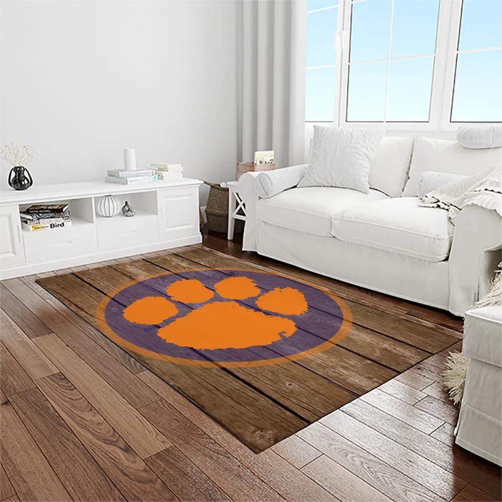 Ncaa clemson tigers college sport basketball and foolball team logo rectangle area rug ct57 Rectangle Rug