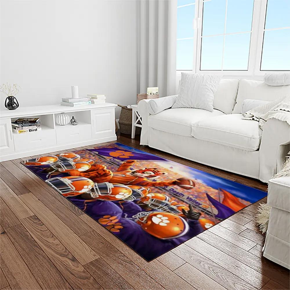 Ncaa clemson tigers college sport basketball and foolball team logo rectangle area rug ct66 Rectangle Rug
