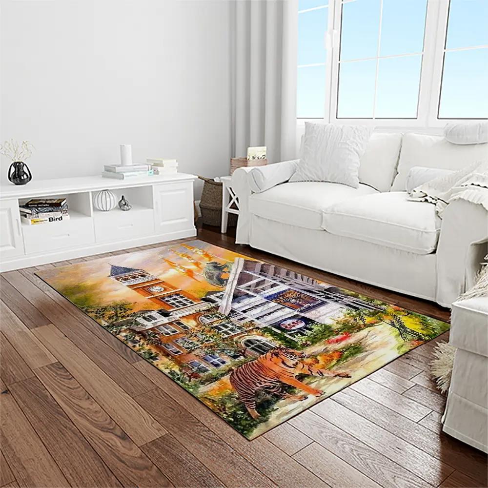 Ncaa clemson tigers college sport basketball and foolball team logo rectangle area rug ct78 Rectangle Rug