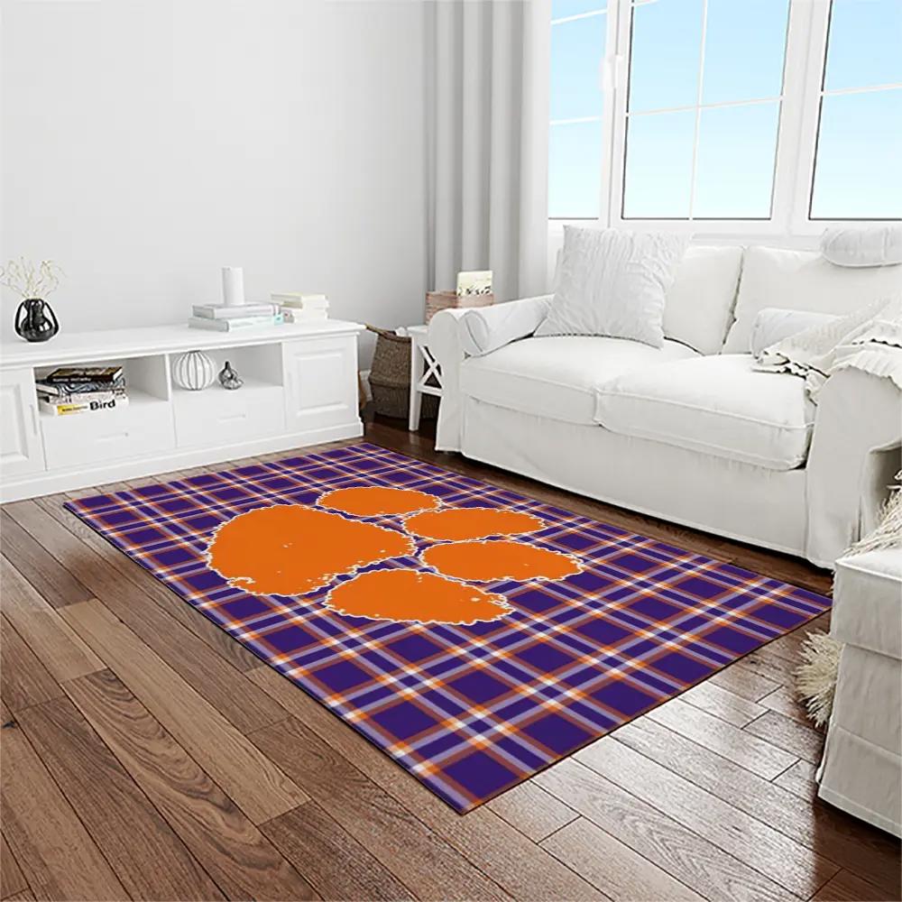 Ncaa clemson tigers college sport basketball and foolball team logo rectangle area rug ct86 Rectangle Rug