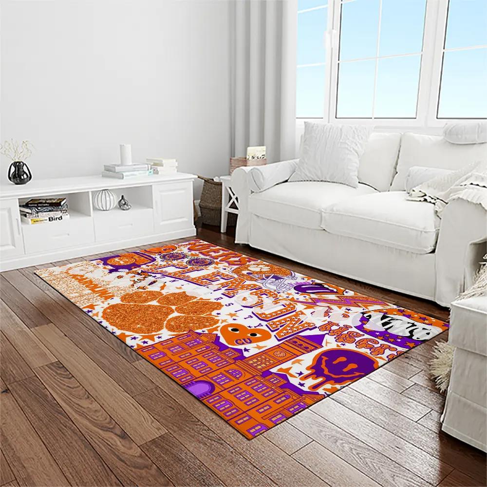 Ncaa clemson tigers college sport basketball and foolball team logo rectangle area rug ct88 Rectangle Rug