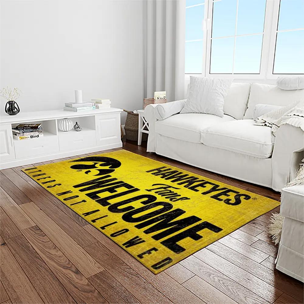 Ncaa iowa hawkeyes college sport basketball and foolball team logo rectangle area rug iwh06 Rectangle Rug