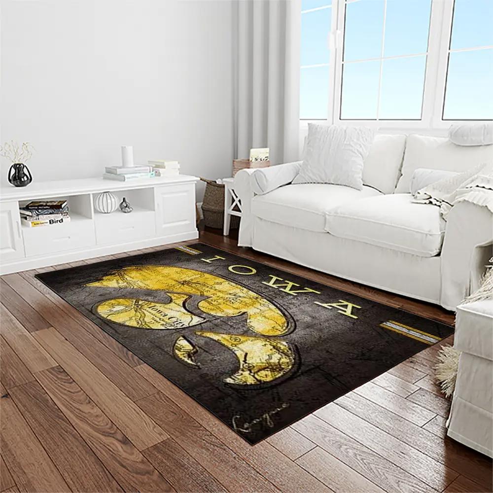 Ncaa iowa hawkeyes college sport basketball and foolball team logo rectangle area rug iwh07 Rectangle Rug