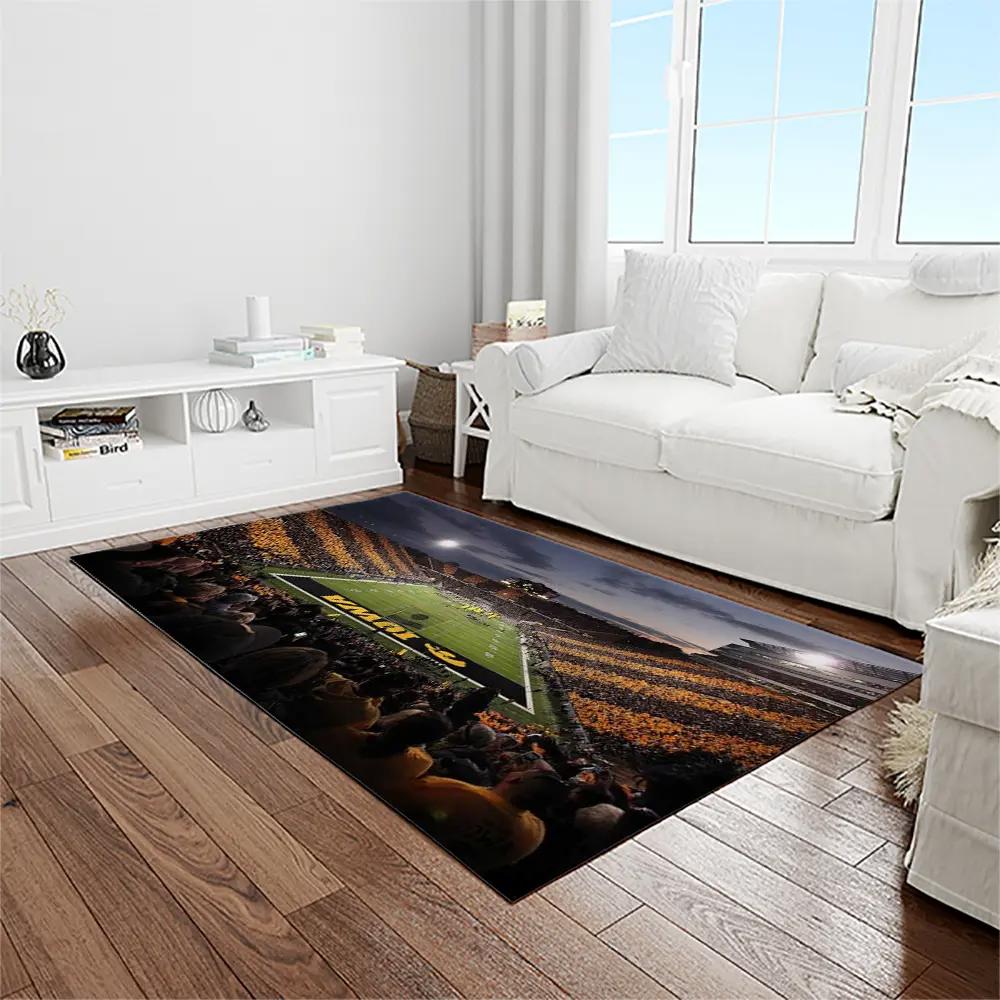 Ncaa iowa hawkeyes college sport basketball and foolball team logo rectangle area rug iwh56 Rectangle Rug