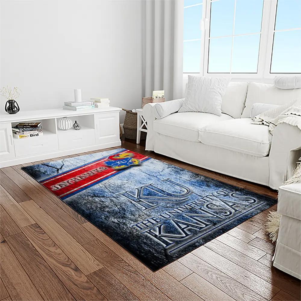 Ncaa kansas jayhawks basketball team logo rectangle area rug kj02 Rectangle Rug