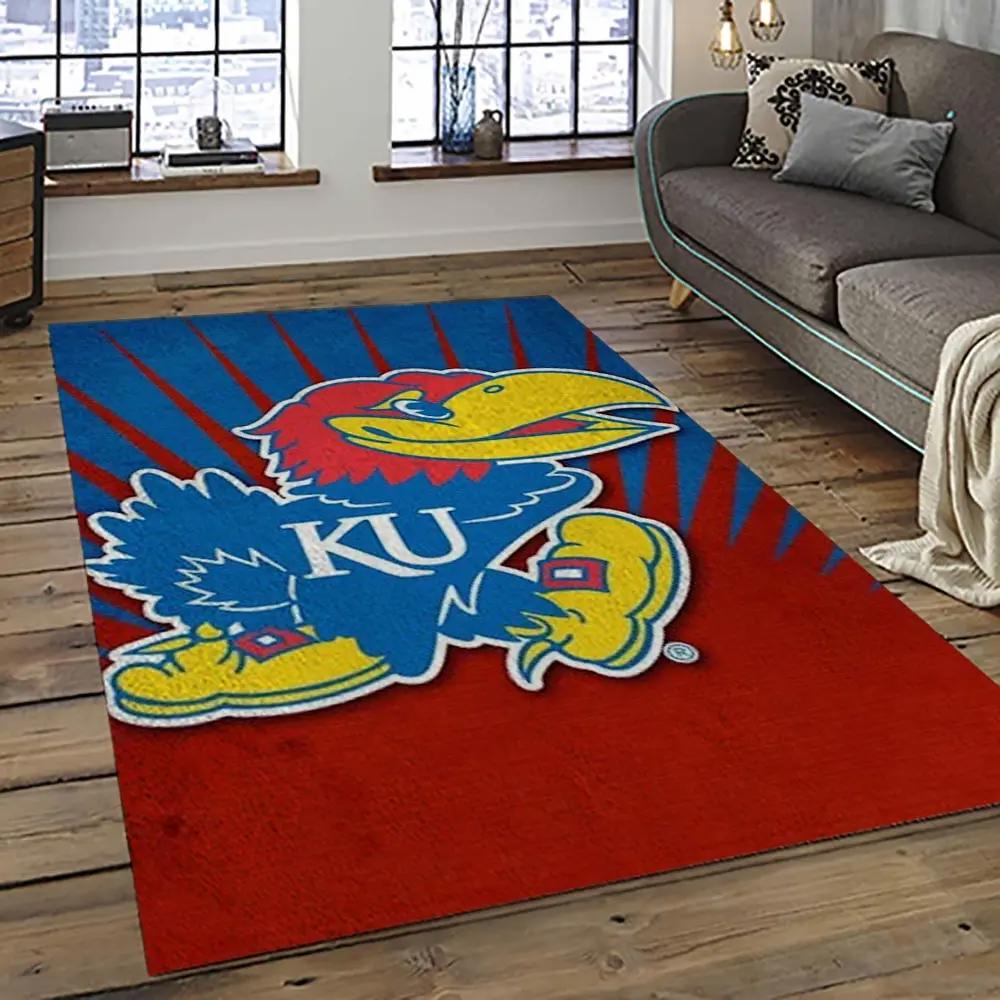 Ncaa kansas jayhawks football team logo sport carpet area rug home decor best gift for friends ksjk31 Rectangle Rug