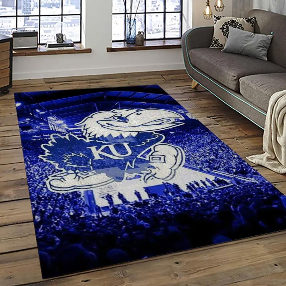 Ncaa kansas jayhawks football team logo sport carpet area rug home decor best gift for friends ksjk50 Rectangle Rug