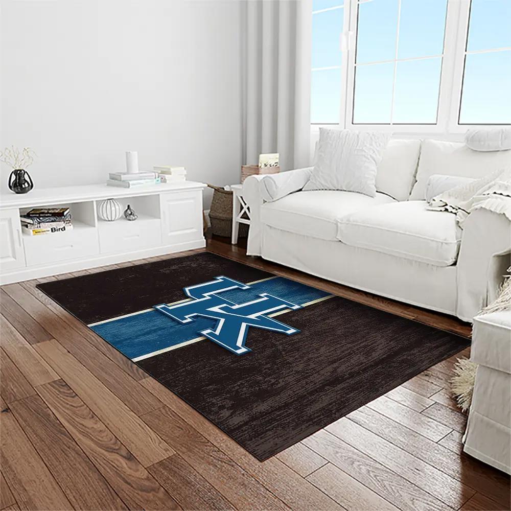 Ncaa kentucky wildcats college sport basketball and foolball team logo rectangle area rug ktw07 Rectangle Rug