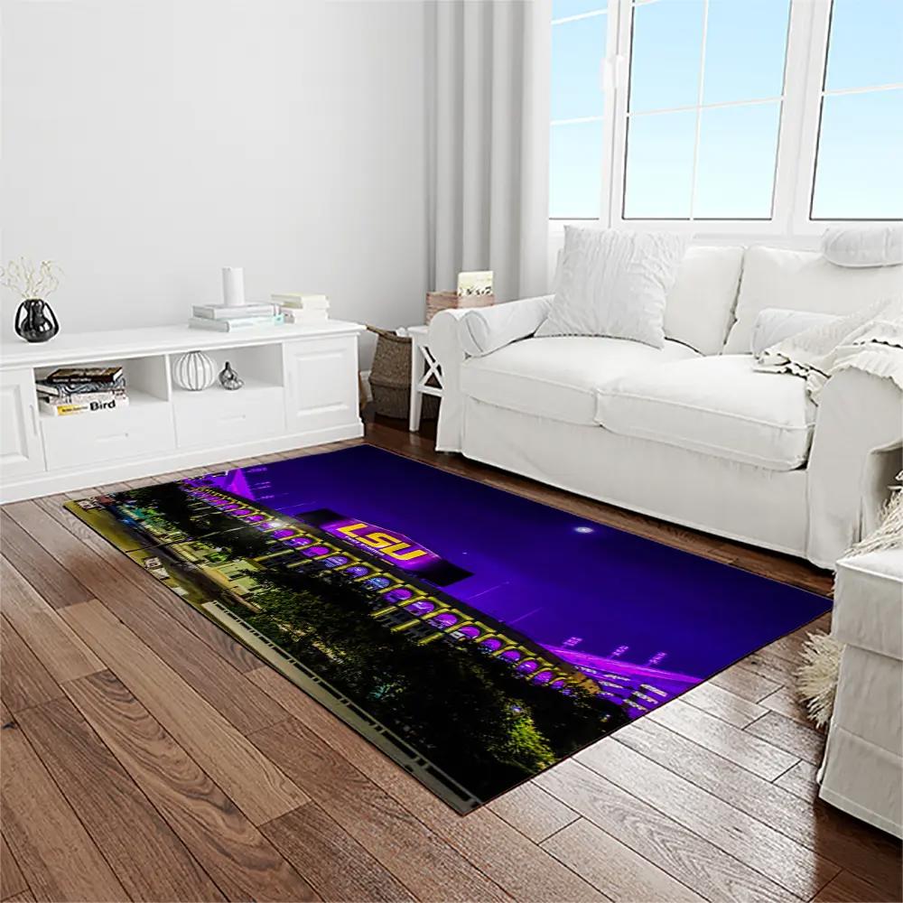 Ncaa louisiana state university college sport basketball and foolball team logo rectangle area rug lsu06 Rectangle Rug