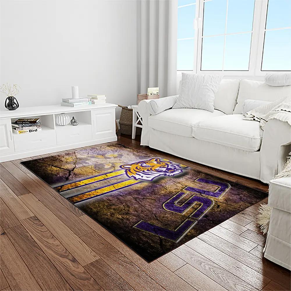Ncaa louisiana state university college sport basketball and foolball team logo rectangle area rug lsu11 Rectangle Rug