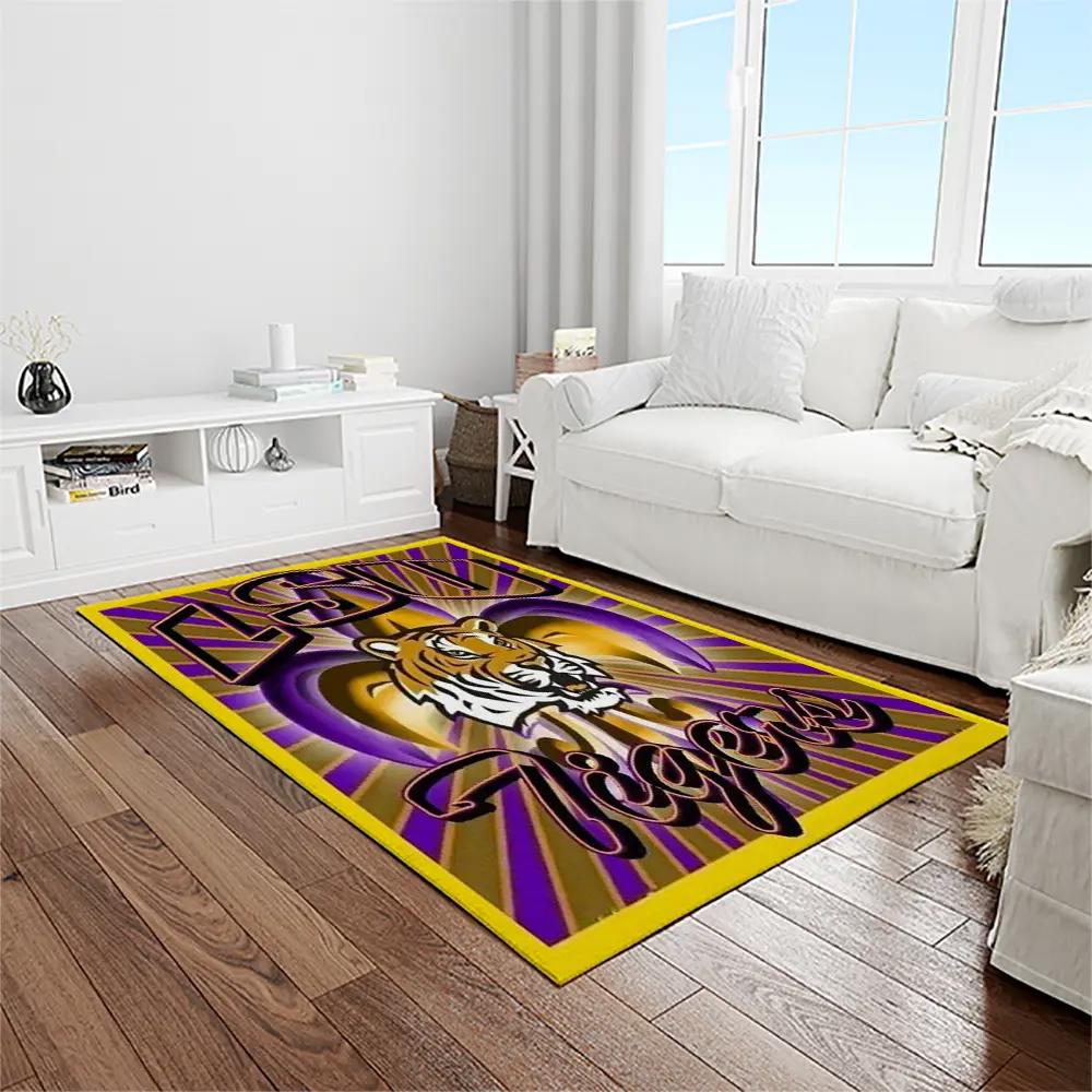 Ncaa louisiana state university college sport basketball and foolball team logo rectangle area rug lsu36 Rectangle Rug
