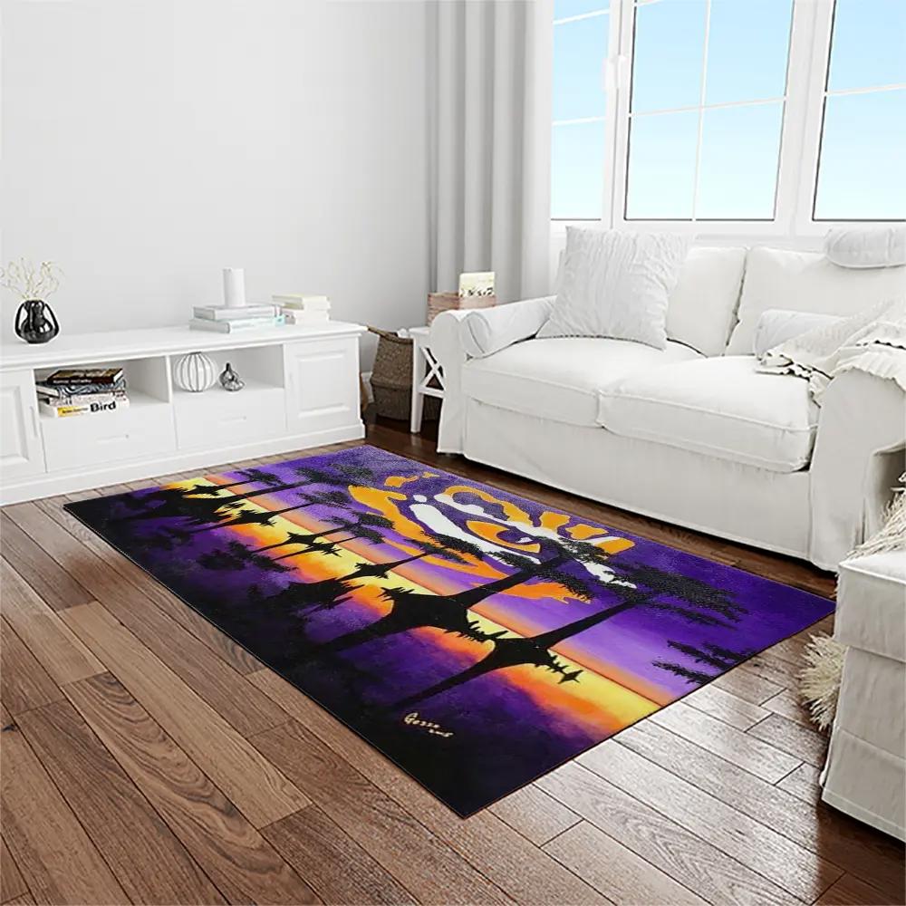 Ncaa louisiana state university college sport basketball and foolball team logo rectangle area rug lsu39 Rectangle Rug